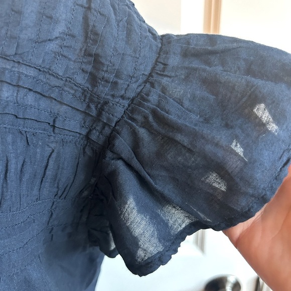 NWOT Dylan Anthropologie Midnight Navy Cotton Prairie Tiered Ruffle Dress Size M - Picture 6 of 12